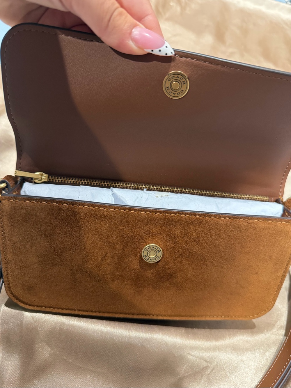 Coach Elora Top Handle Crossbody in Warm Brown Suede (CCY31) - Picture 2 of 5
